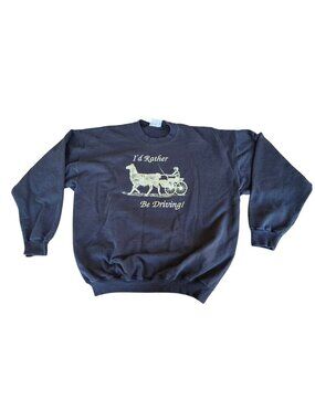 Vintage 90s Hanes Harness Racing Carriage Crewneck Sweatshirt Equestrian XL